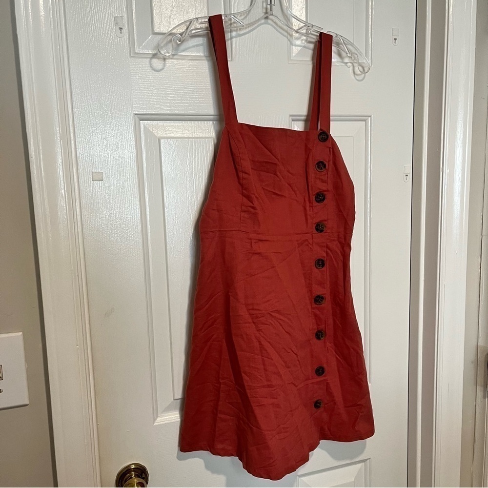 Lulu’s Louetta Rust Red Button-Down Mini Dress Bo… - image 2